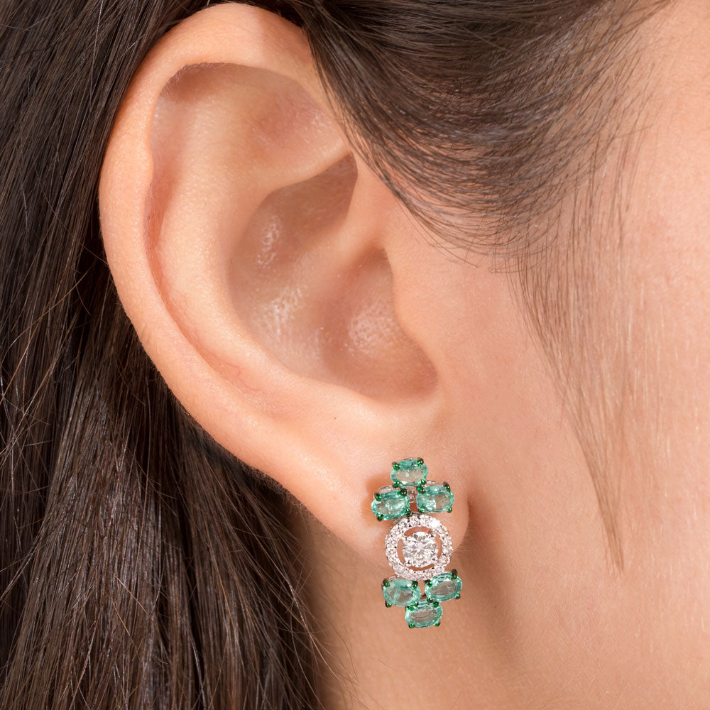 18K White Gold Diamond Jewellery - 1.02ct VVS-VS-IJ with Colour Stones