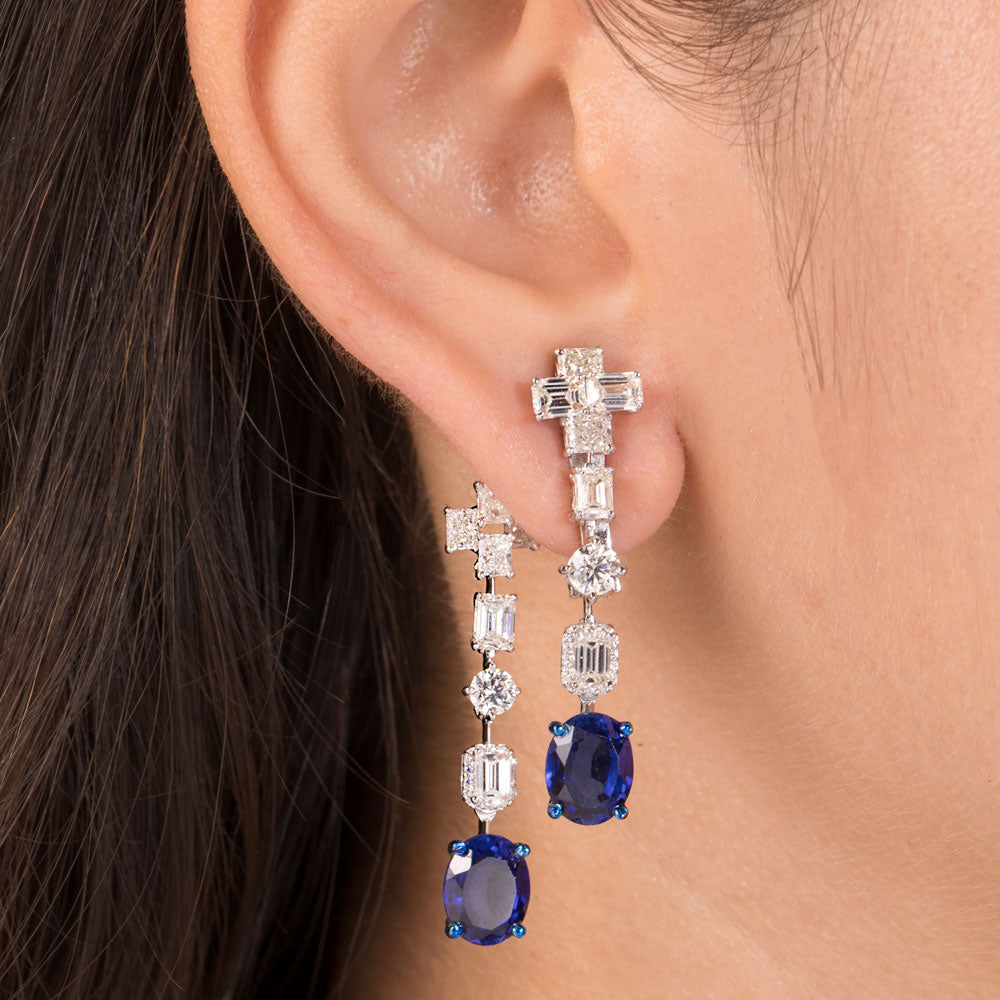 18K White Gold Diamond Jewellery - 6.141ct VVS-VS-HI with Colour Stones