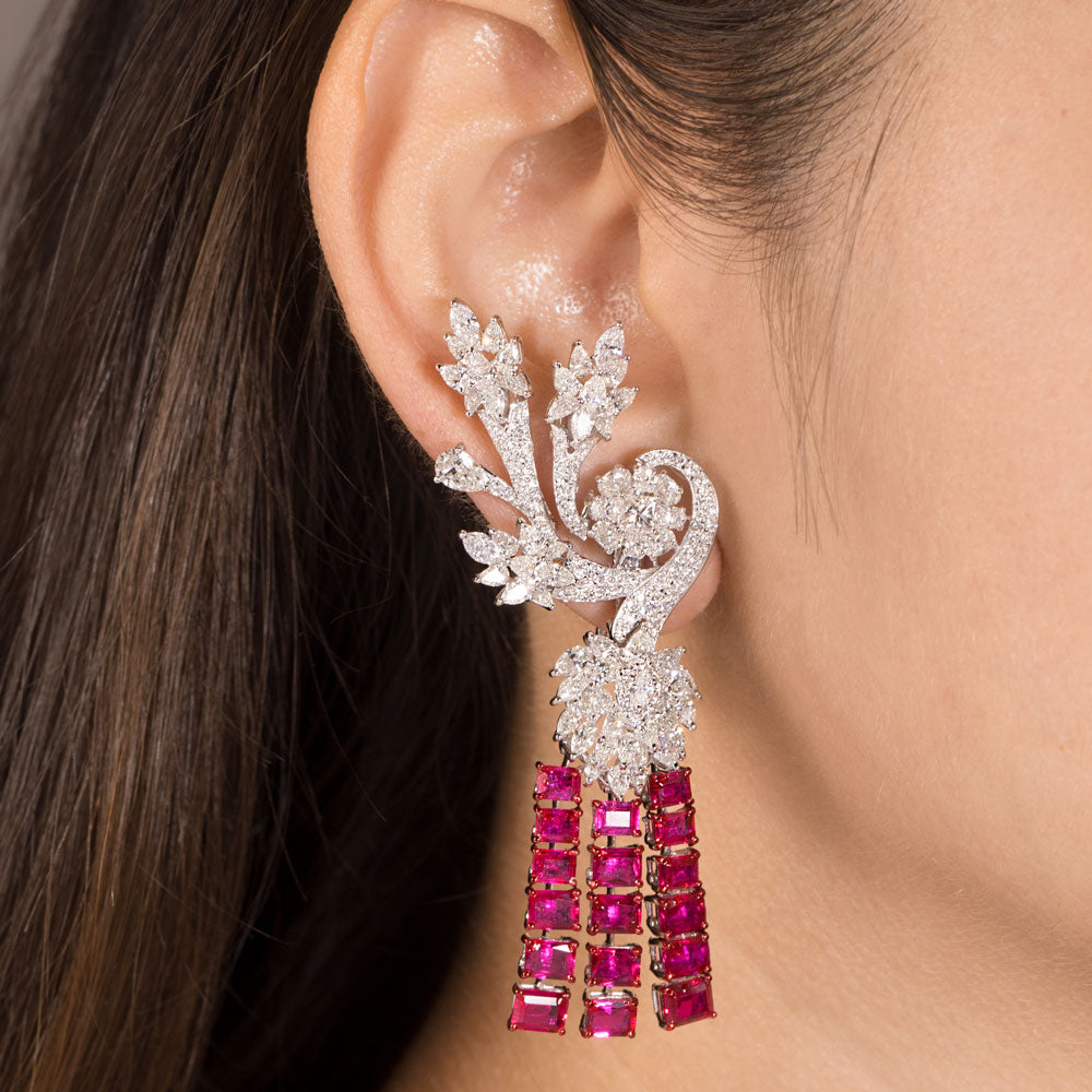 14K White Gold Diamond Jewellery - 8.975ct VS-SI-GH with Colour Stones