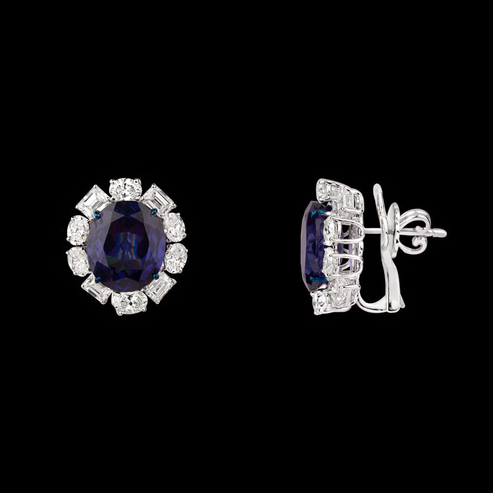14K White Gold Diamond Necklace - 4.262ct VS-SI-HI with Colour Stones