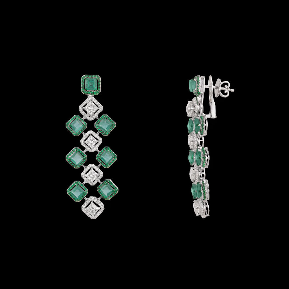 14K White Gold Diamond Necklace - 5.92ct VVS-VS-HI with Colour Stones