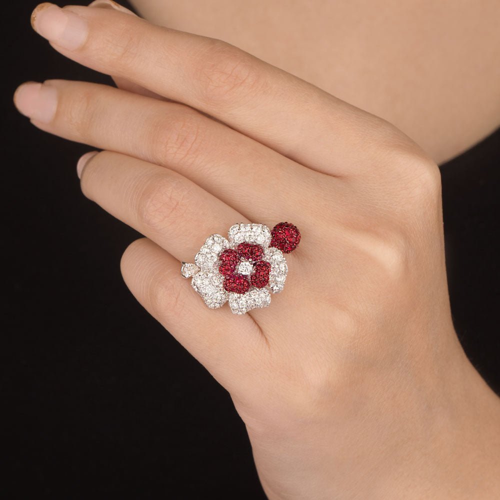 14K White Gold Diamond Ring - 2.715ct VVS-VS-IJ with Colour Stones