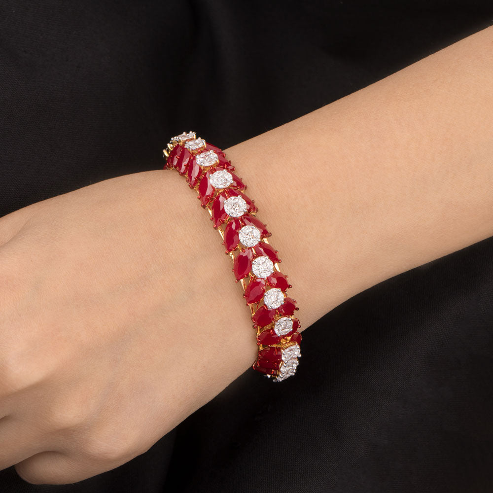 18K White Gold Diamond Bangle - 6.02ct VS-SI-EF with Colour Stones