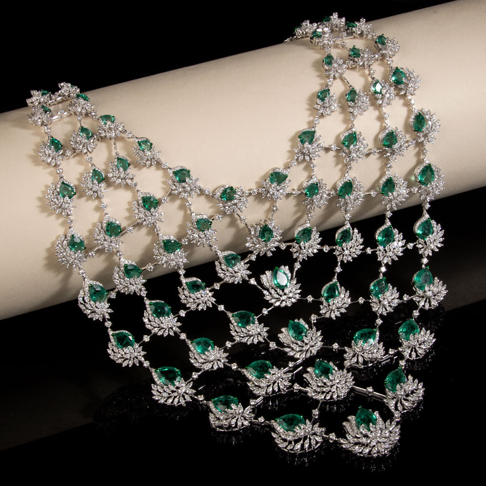 18K White Gold Diamond Necklace - 20.152ct VVS-EF
