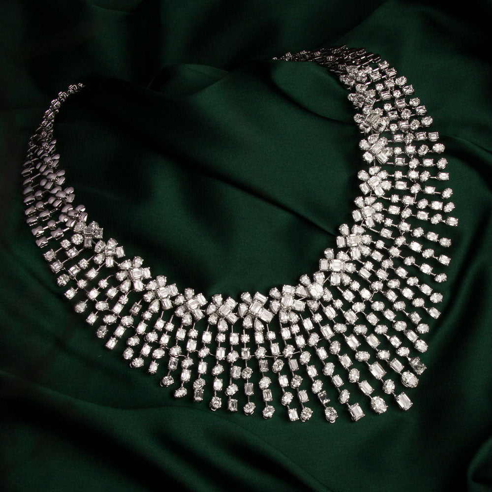 18K White Gold Diamond Necklace - 77.364ct VVS-VS-GH