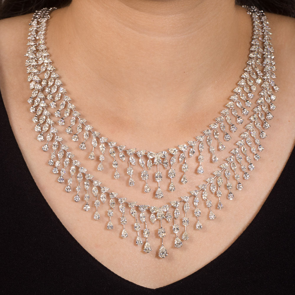 14K White Gold Diamond Necklace - 56.499ct VS-SI-HI