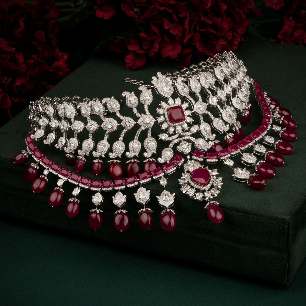 18K White Gold Diamond Necklace - 38.015ct VVS-VS-GH with Colour Stones
