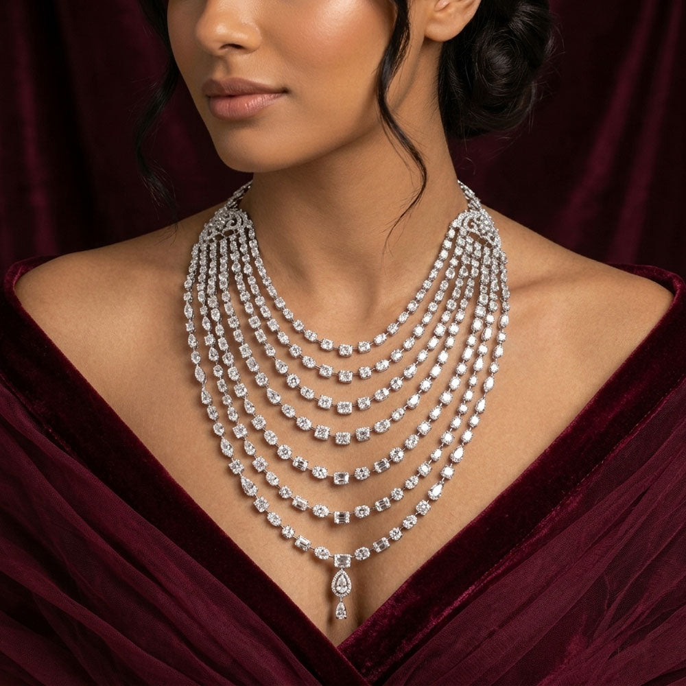 18K White Gold Diamond Necklace - 169.46ct VVS-VS-IJ