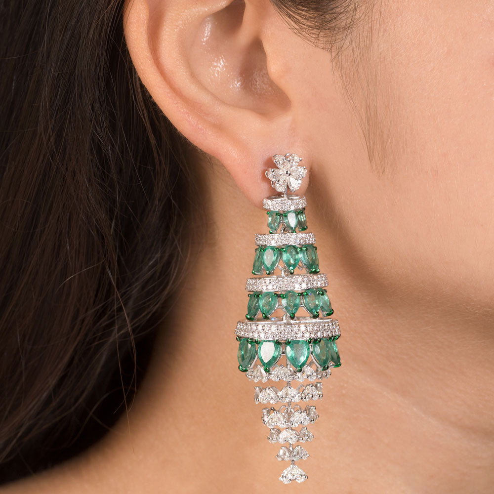 18K White Gold Diamond Jewellery - 9.437ct VS-GH with Colour Stones
