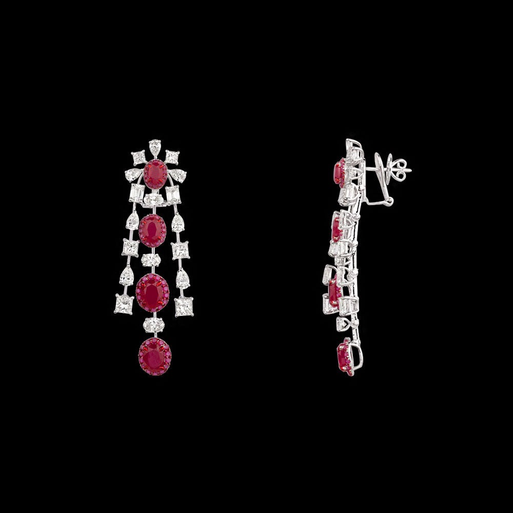 14K White Gold Diamond Necklace - 12.42ct VS-SI-HI with Colour Stones