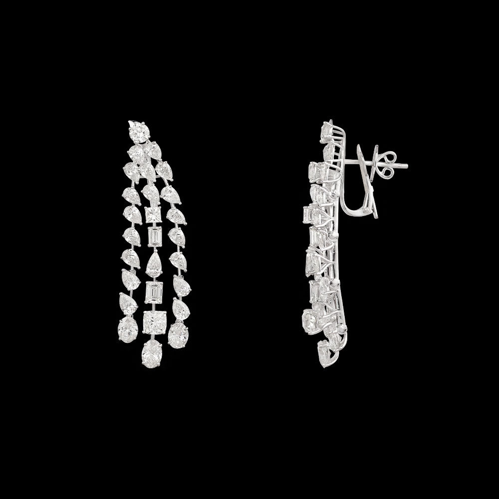 14K White Gold Diamond Earrings - 15.017ct VS-SI-HI