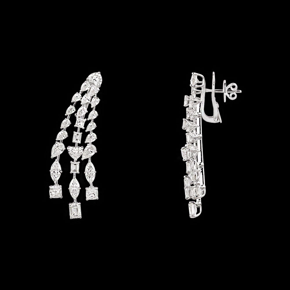 14K White Gold Diamond Earrings - 16.465ct VS-SI-IJ