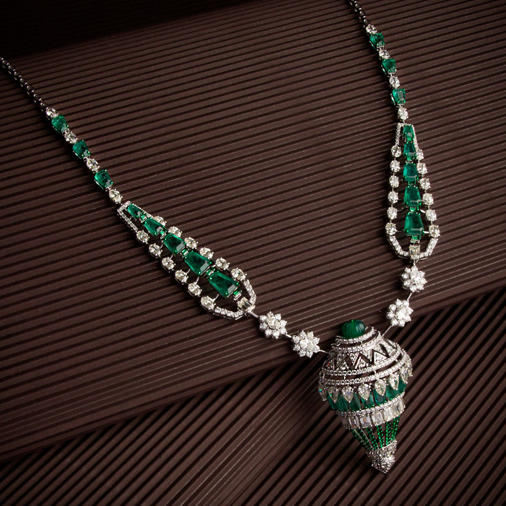 18K White Gold Diamond Necklace - 21.22ct VS-SI-HI with Colour Stones