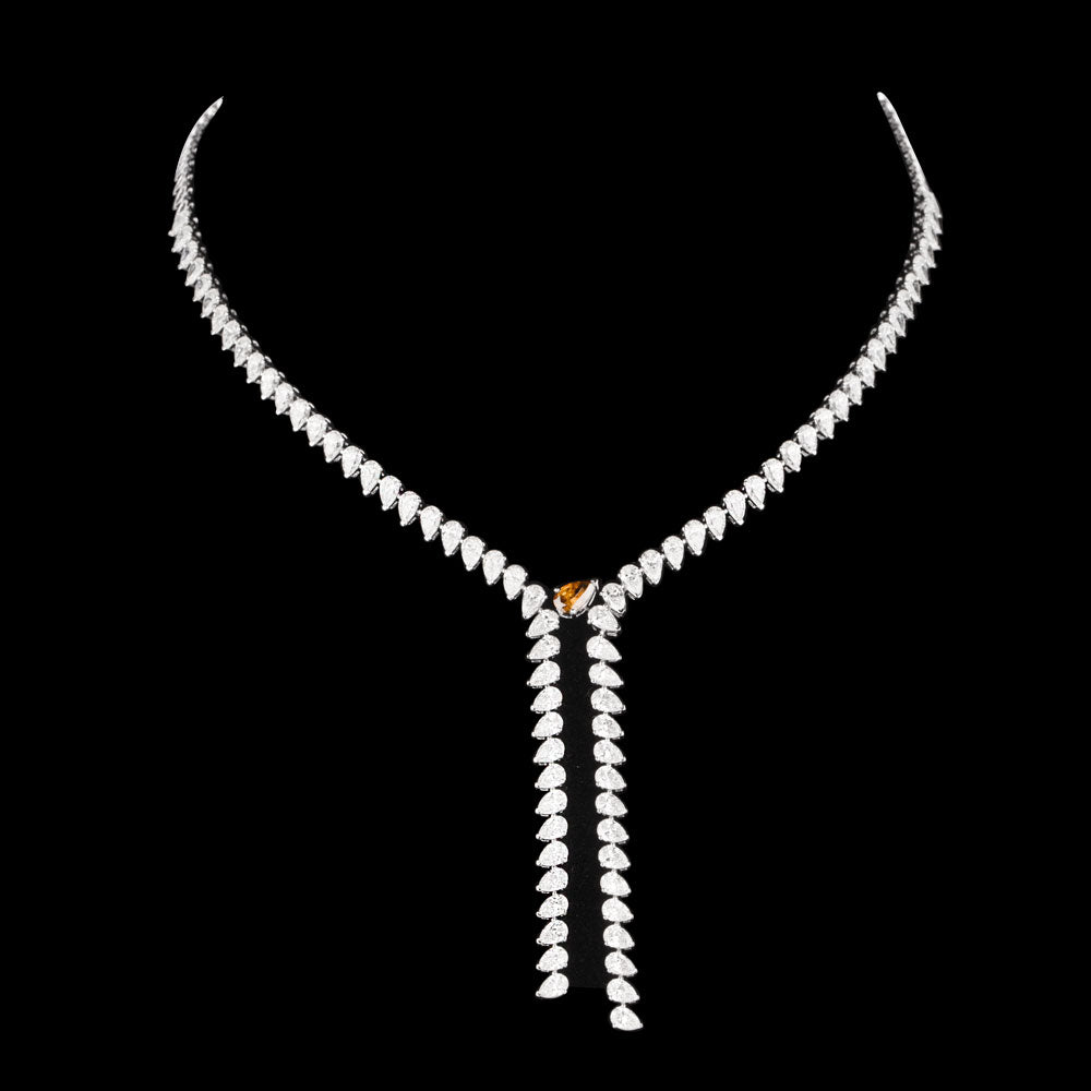 14K White Gold Diamond Necklace - 20.263ct VVS-VS-FG