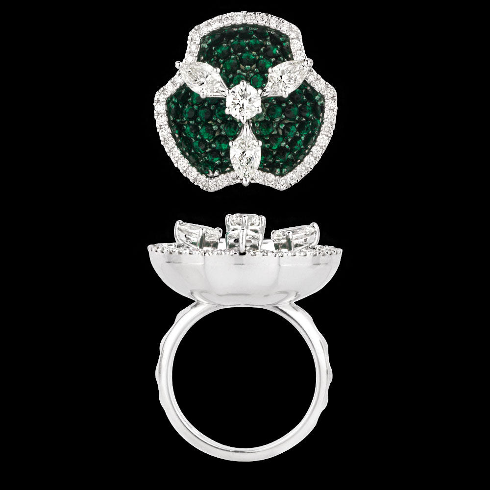 18K White Gold Diamond Ring - 1.57ct VVS-VS-IJ with Colour Stones