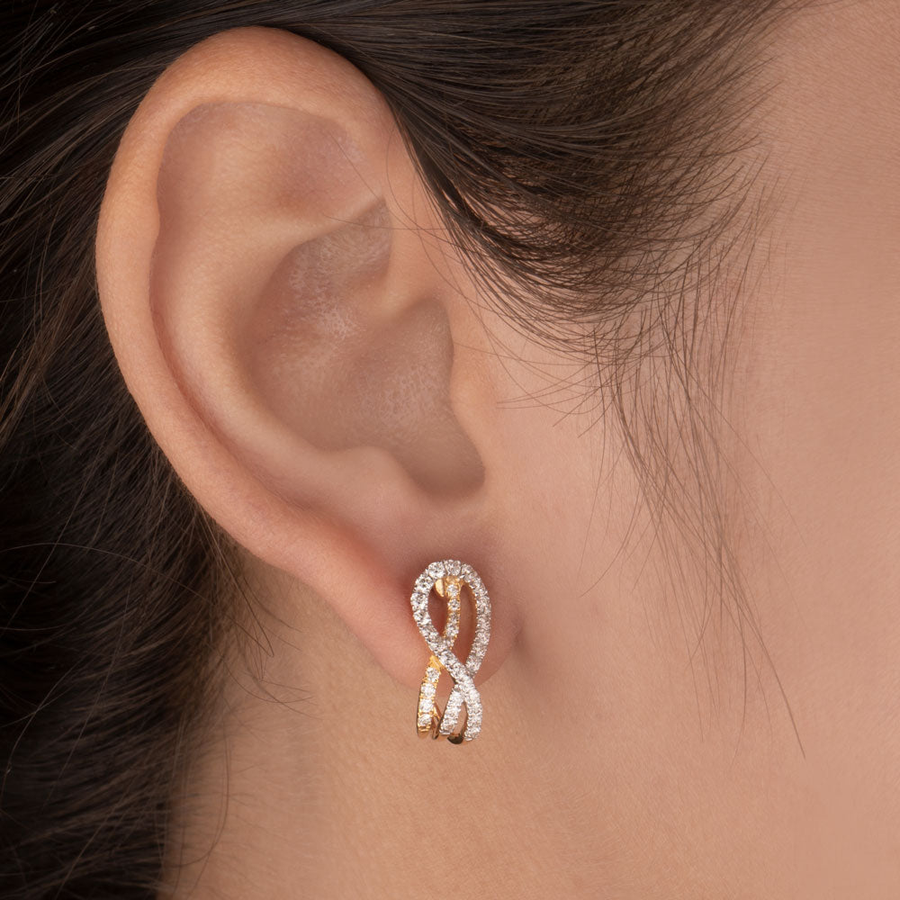 18K Yellow Gold Diamond Earrings - 0.754ct VS-SI-GH