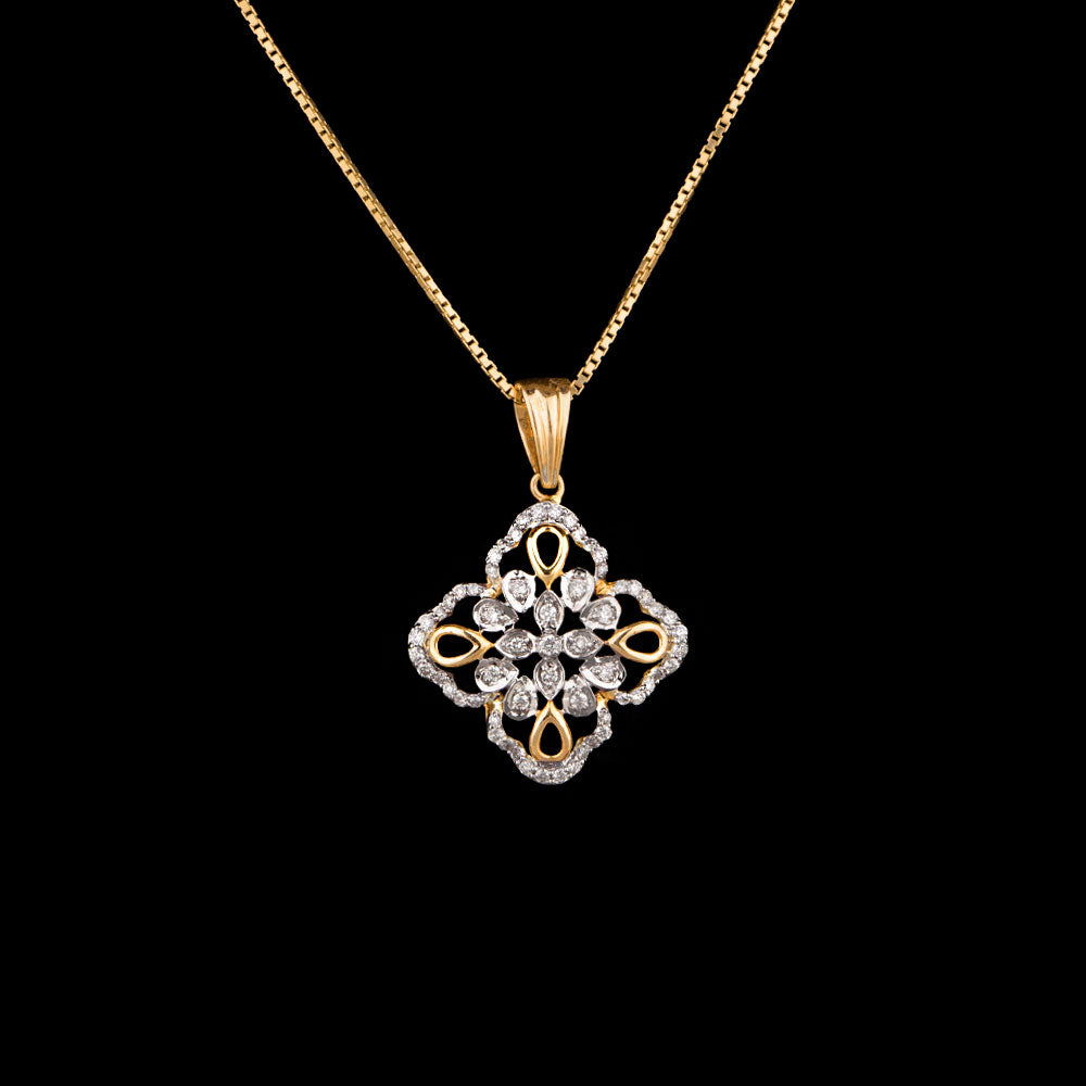 18K Yellow Gold Diamond Pendant - 0.44ct VVS-VS-EF