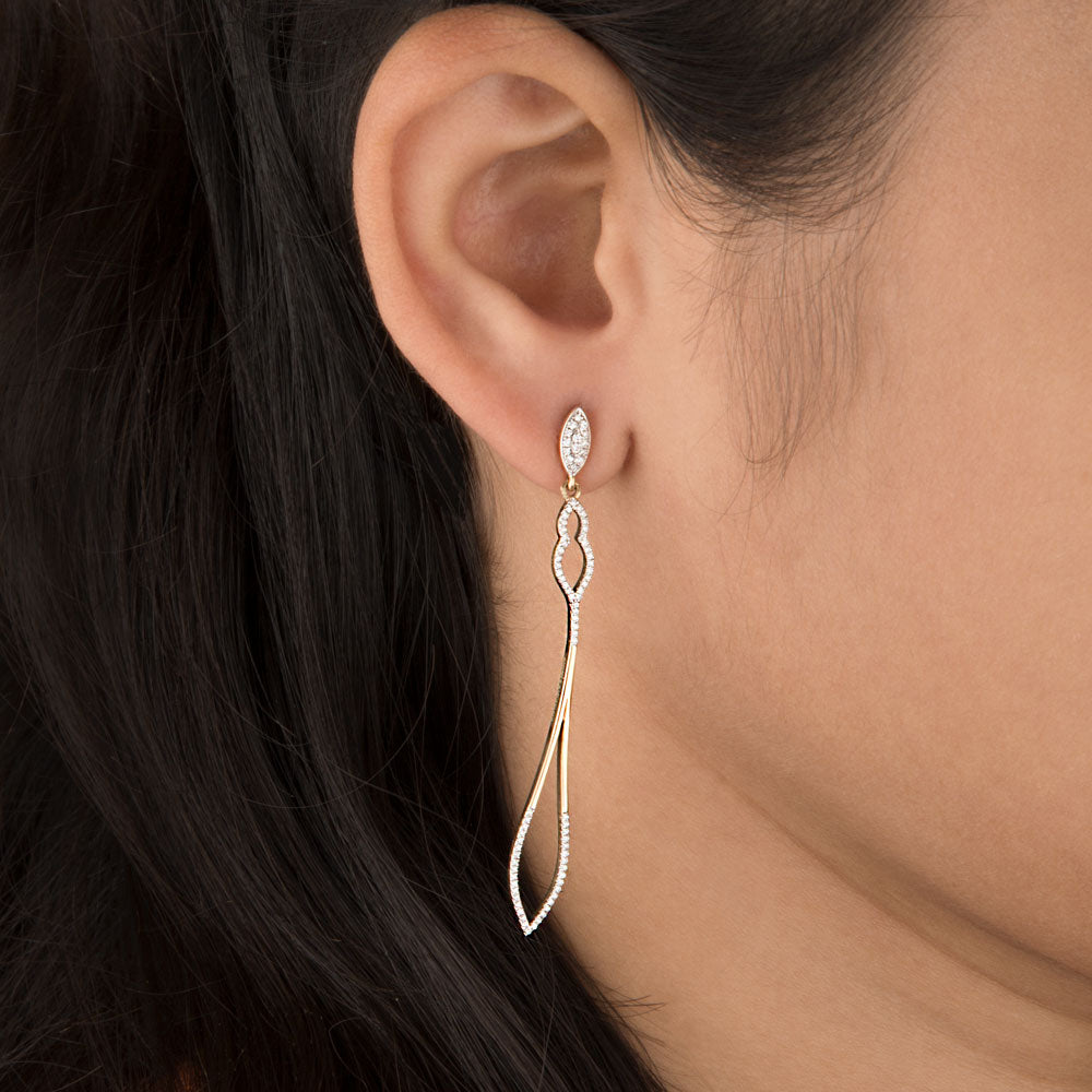 14K Yellow Gold Diamond Earrings - 0.37ct SI-GH