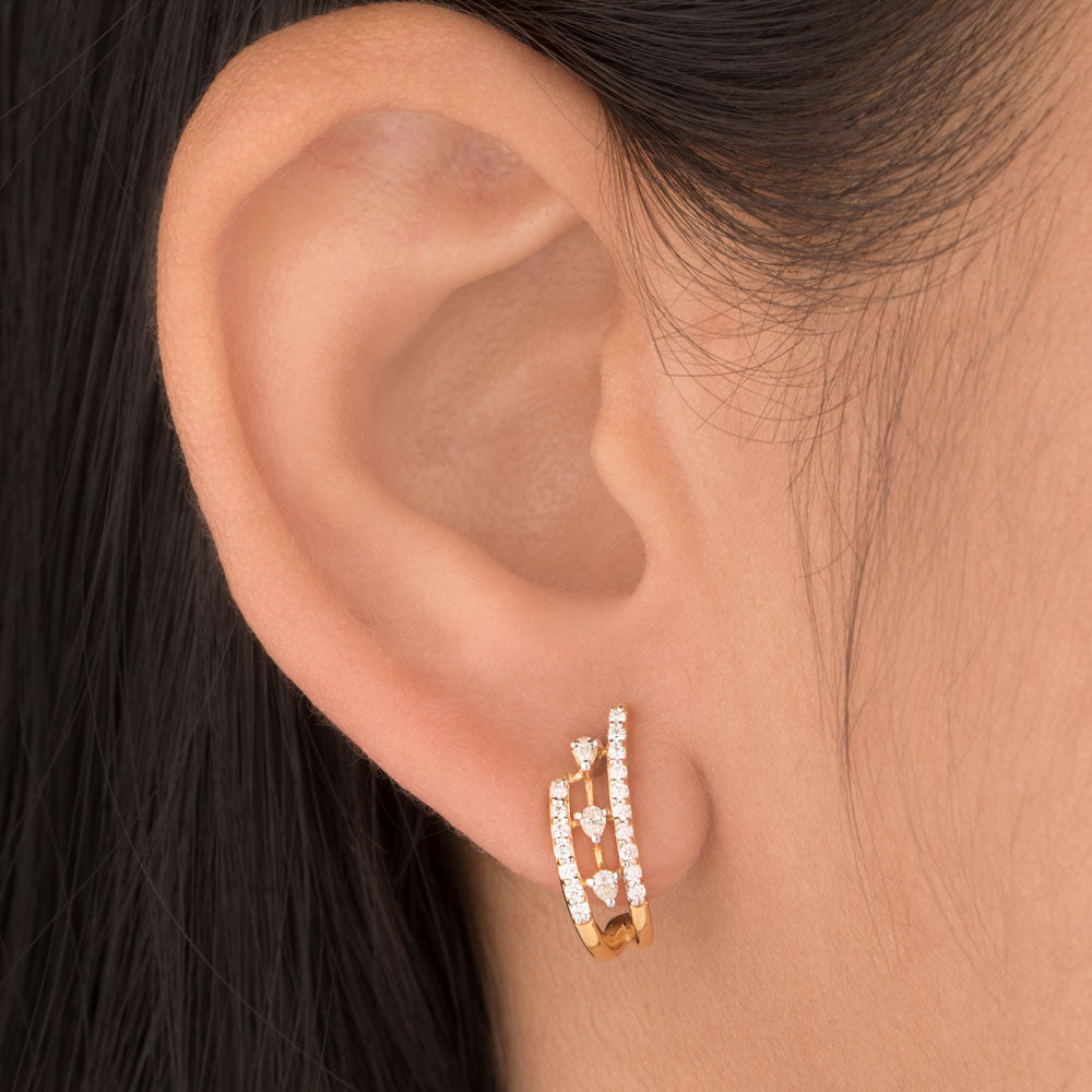 18K Yellow Gold Diamond Earrings - 0.279ct VVS-EF