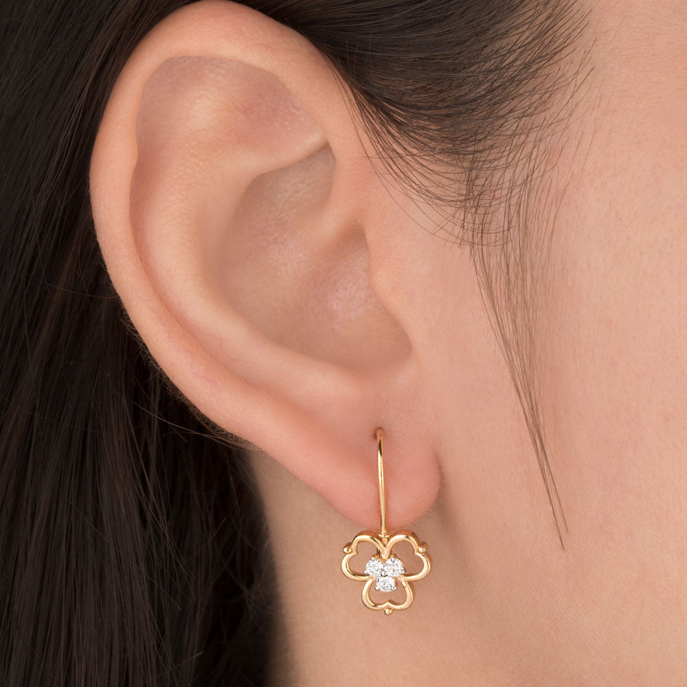 18K Yellow Gold Diamond Earrings - 0.19ct VS-GH