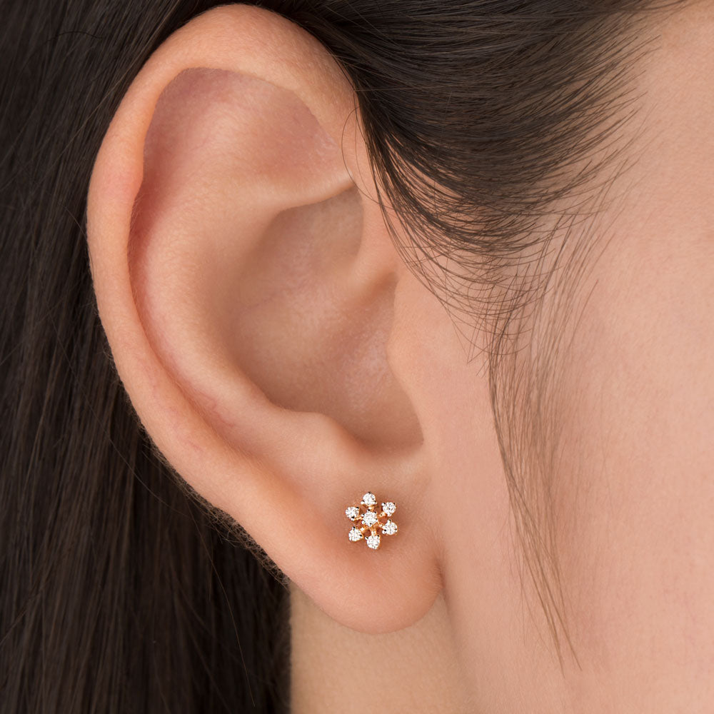 18K Yellow Gold Diamond Earrings - 0.095ct VS-SI-EF