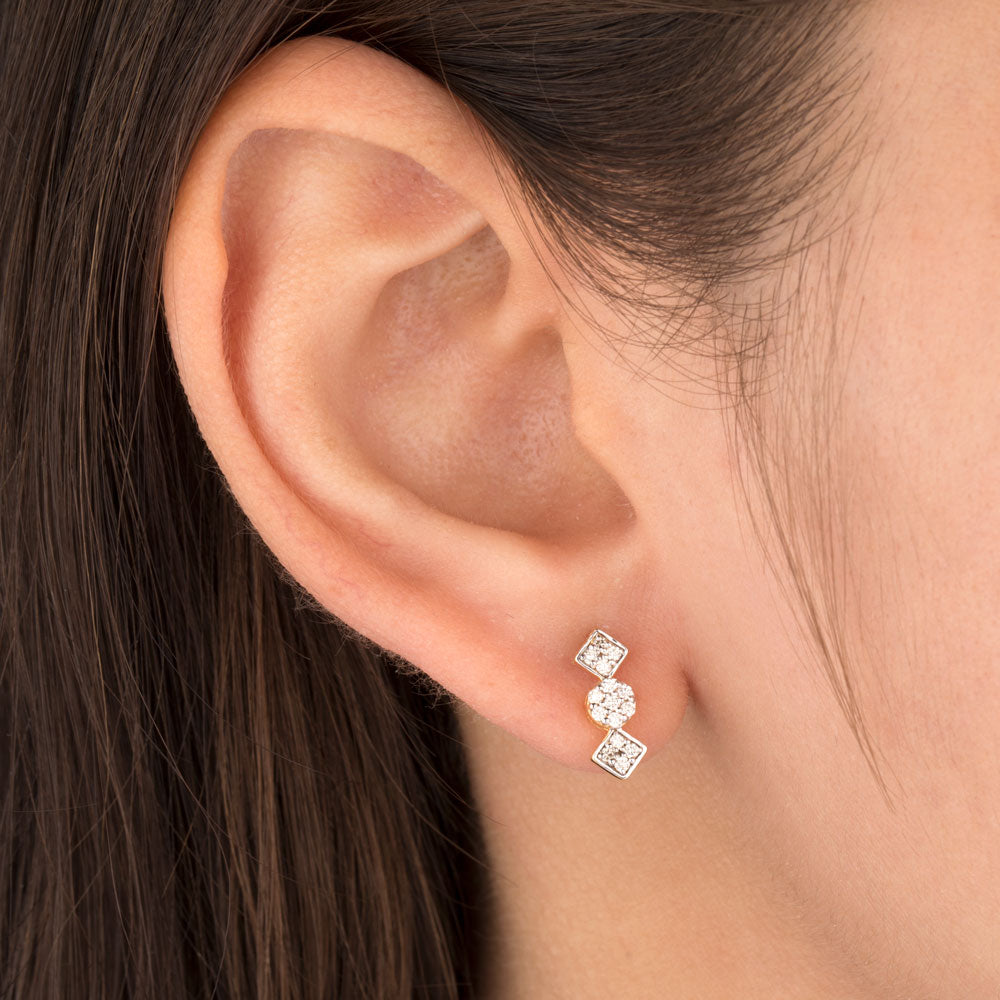 18K Yellow Gold Diamond Earrings - 0.207ct VS-SI-HI