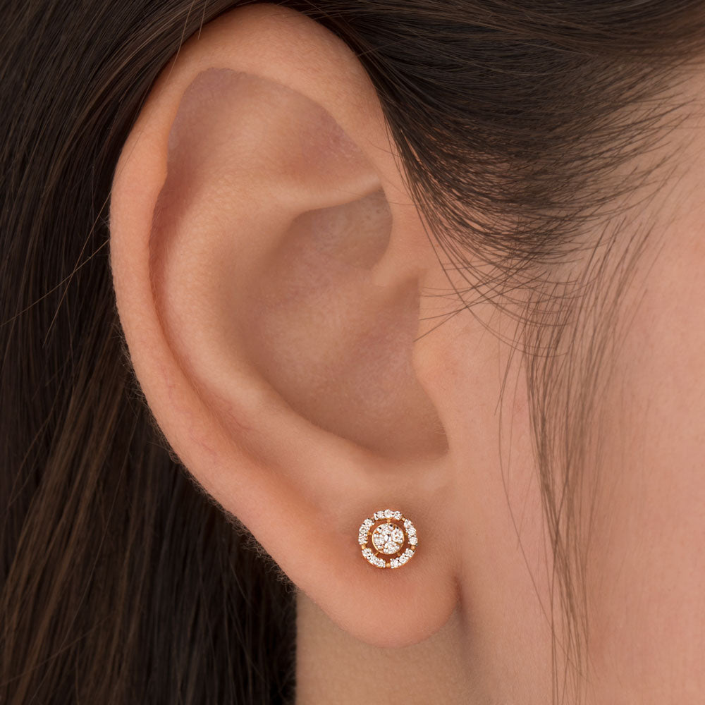 18K Yellow Gold Diamond Earrings - 0.114ct VS-SI-HI