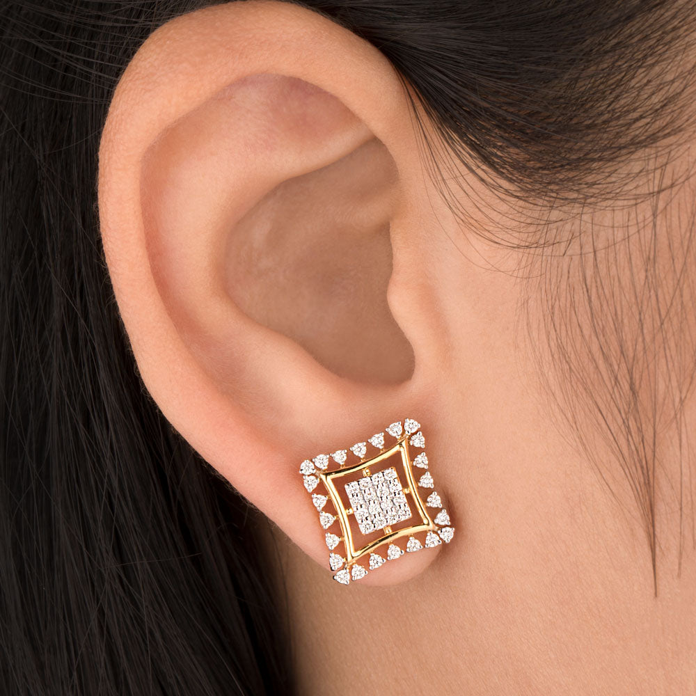 18K Yellow Gold Diamond Earrings - 0.533ct VS-SI-FG