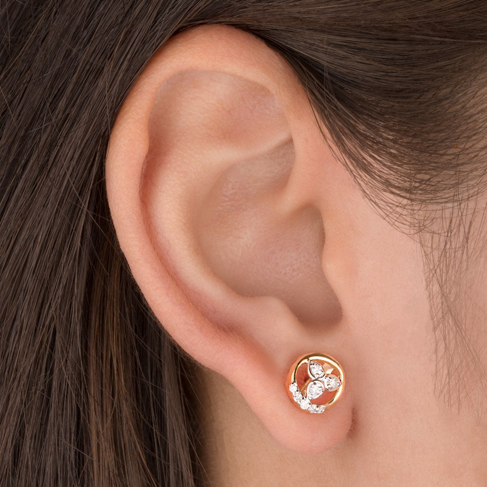 14K Yellow Gold Diamond Earrings - 0.18ct SI-GH