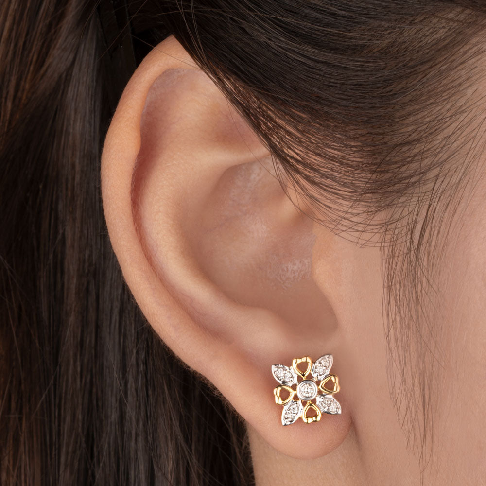 14K Yellow Gold Diamond Earrings - 0.14ct SI-GH