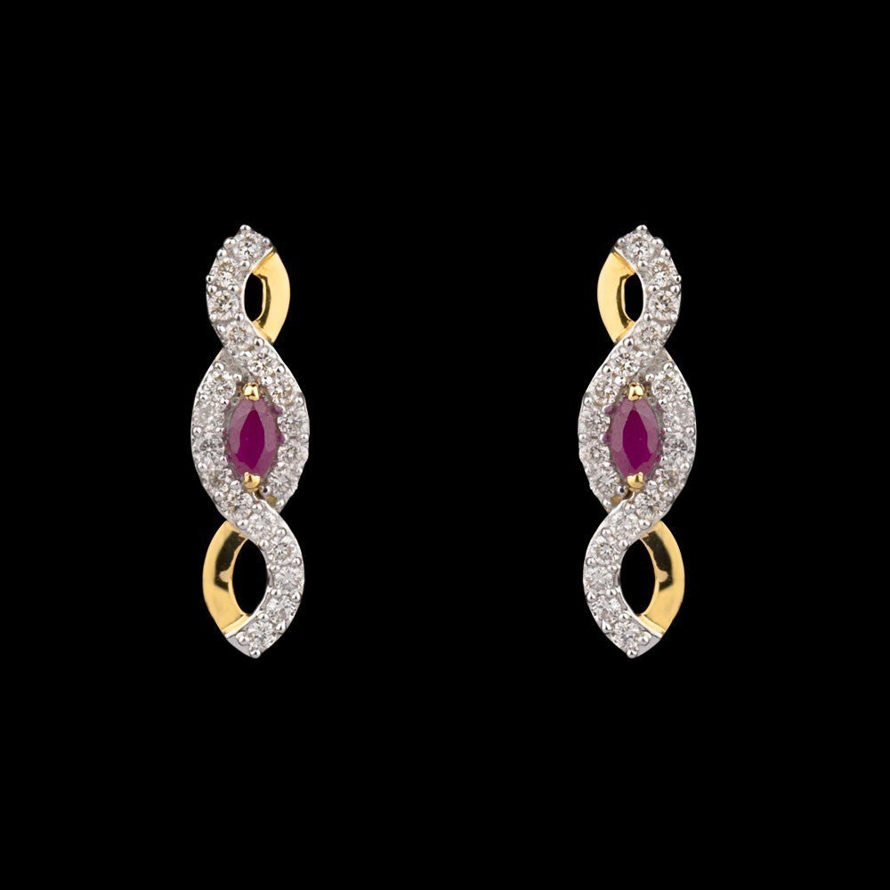 14K Yellow Gold Diamond Earrings - 0.39ct SI-IJ with Colour Stones