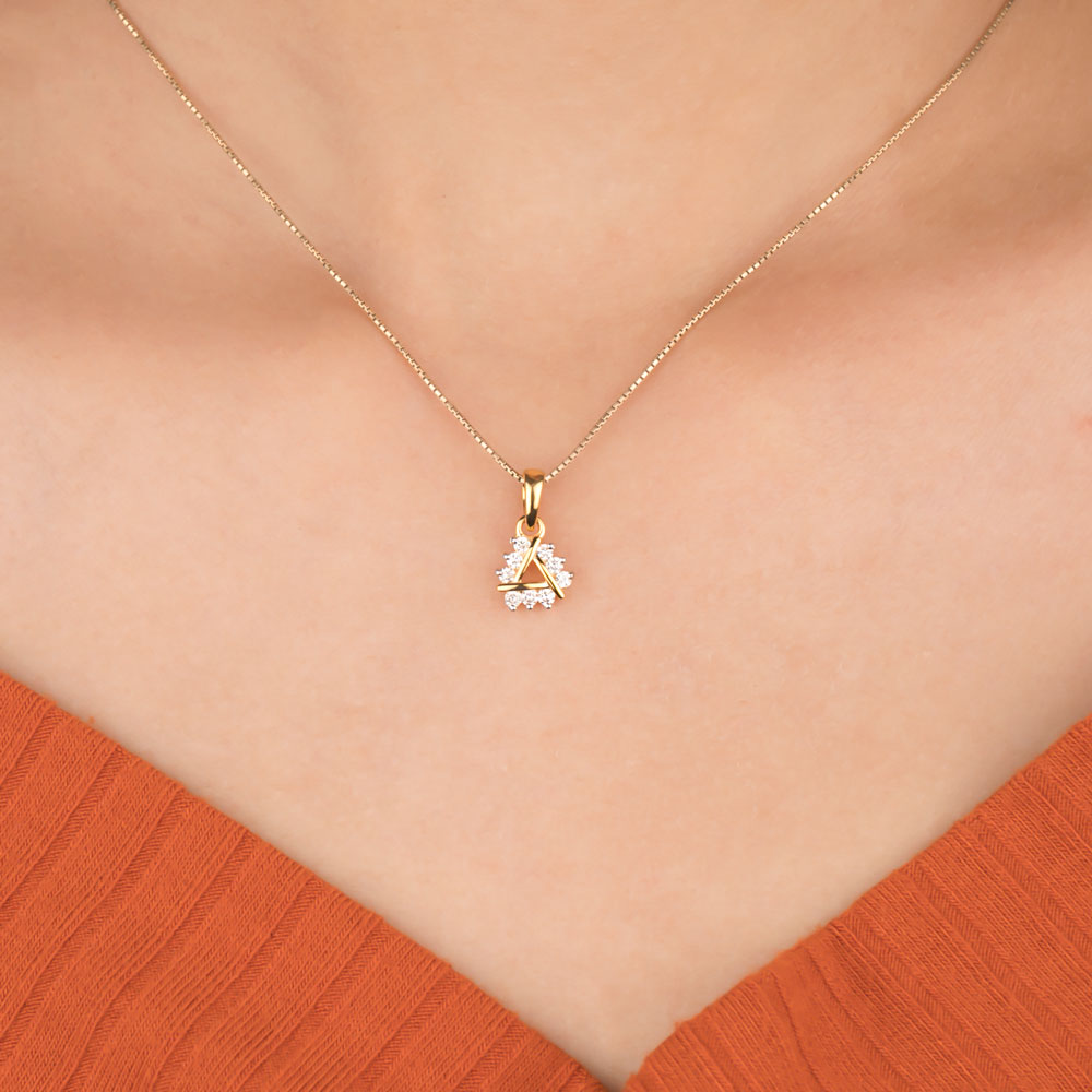 18K Yellow Gold Diamond Pendant - 0.16ct VVS-VS-GH