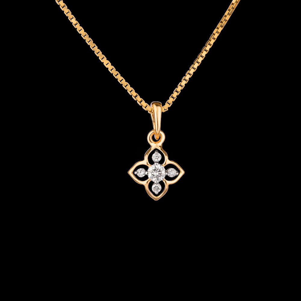 14K Yellow Gold Diamond Pendant - 0.11ct SI-IJ