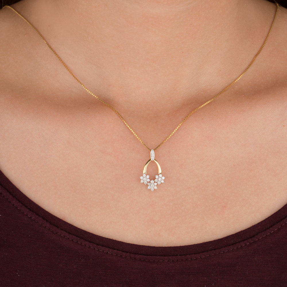 14K Yellow Gold Diamond Pendant - 0.35ct SI-IJ