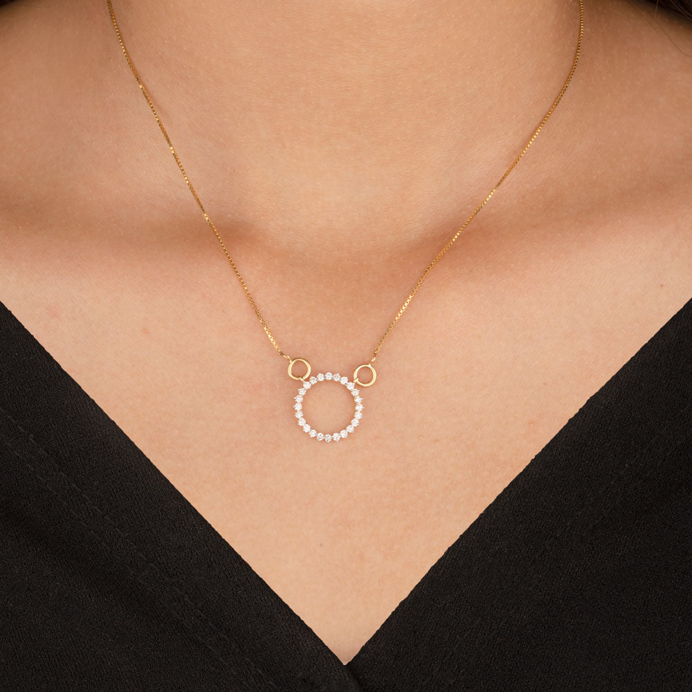 14K Yellow Gold Diamond Pendant - 0.35ct SI-IJ