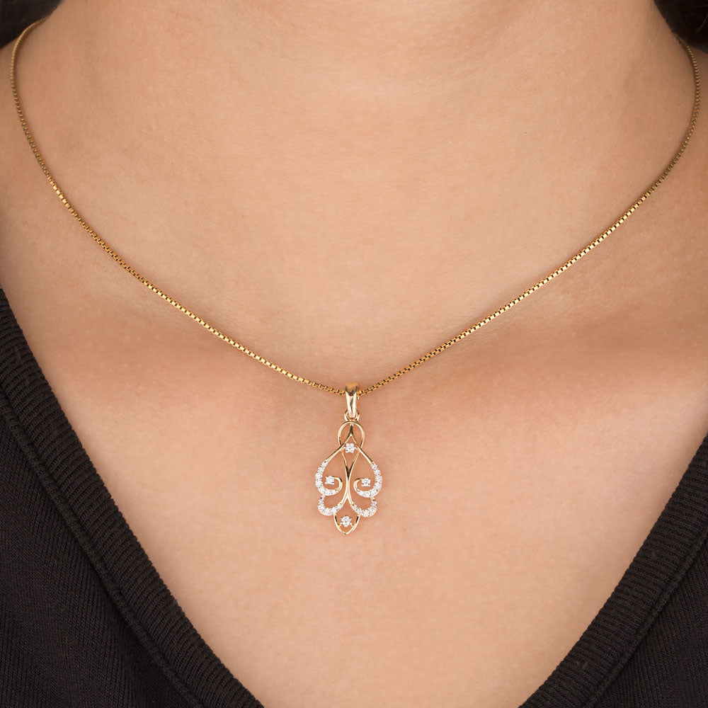14K Yellow Gold Diamond Pendant - 0.139ct VS-GH