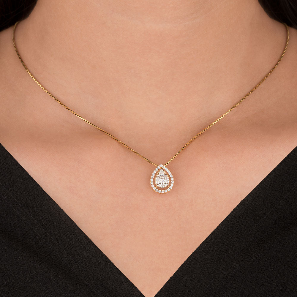 18K Yellow Gold Diamond Pendant - 0.438ct VVS-EF
