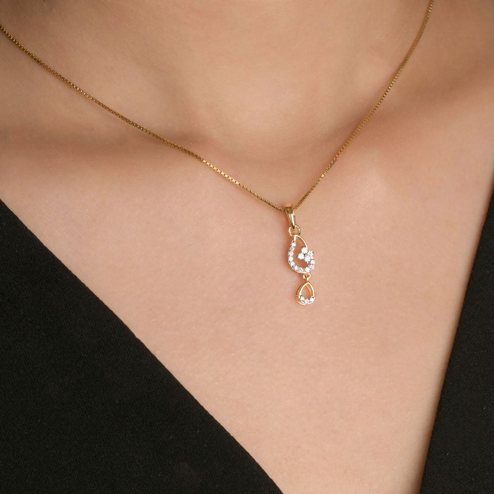 18K Yellow Gold Diamond Pendant - 0.14ct VVS-VS-GH