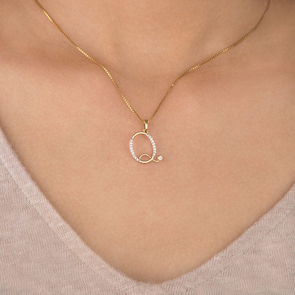 14K Yellow Gold Diamond Pendant - 0.09ct SI-GH