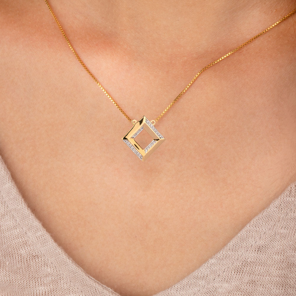 14K Yellow Gold Diamond Pendant - 0.13ct SI-IJ