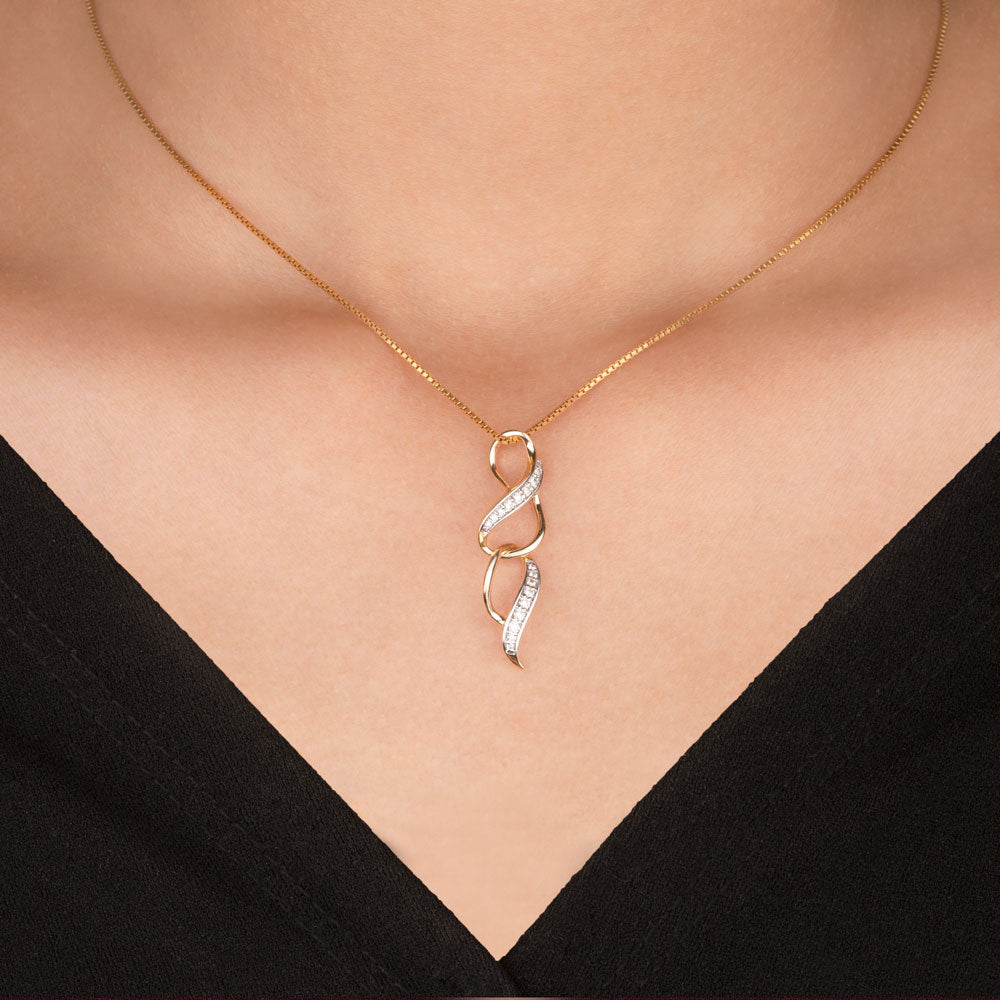 14K Yellow Gold Diamond Pendant - 0.18ct SI-IJ