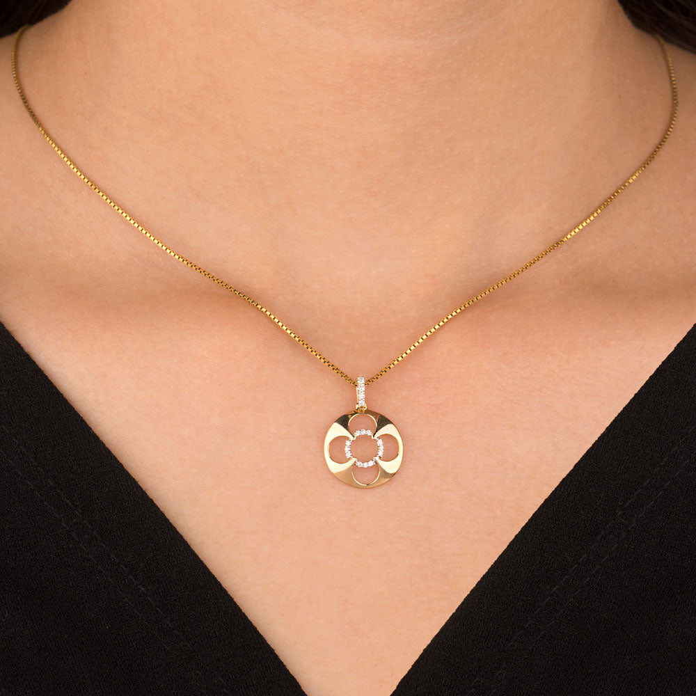 14K Yellow Gold Diamond Pendant - 0.08ct SI-IJ