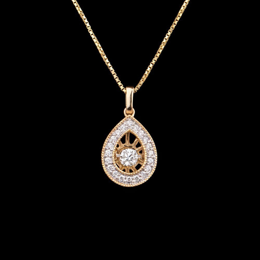 14K Yellow Gold Diamond Pendant - 0.3ct SI-GH