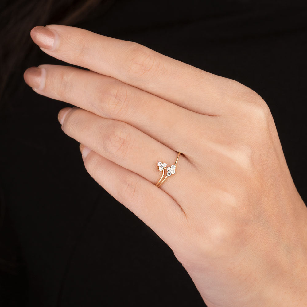 18K Yellow Gold Diamond Ring - 0.117ct VS-SI-HI