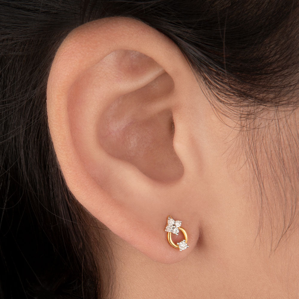 14K Yellow Gold Diamond Earrings - 0.15ct SI-IJ