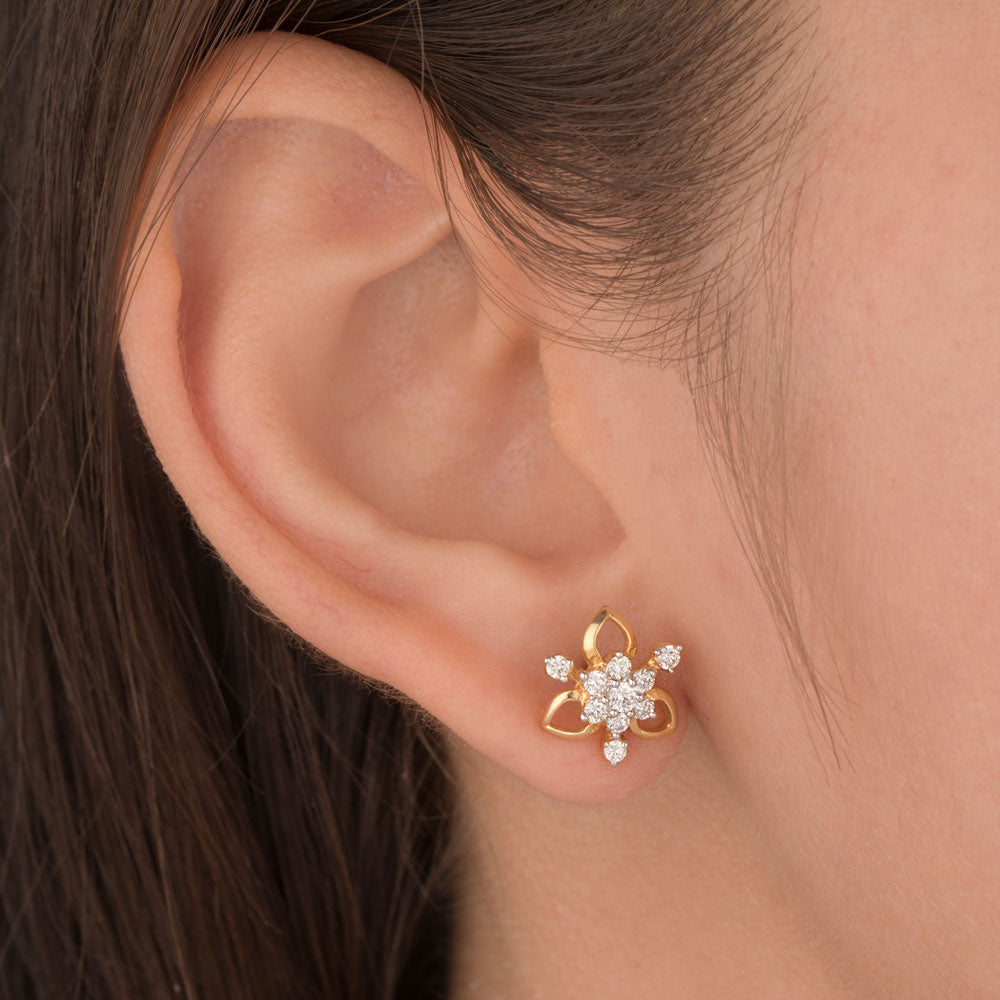 14K Yellow Gold Diamond Earrings - 0.46ct SI-IJ