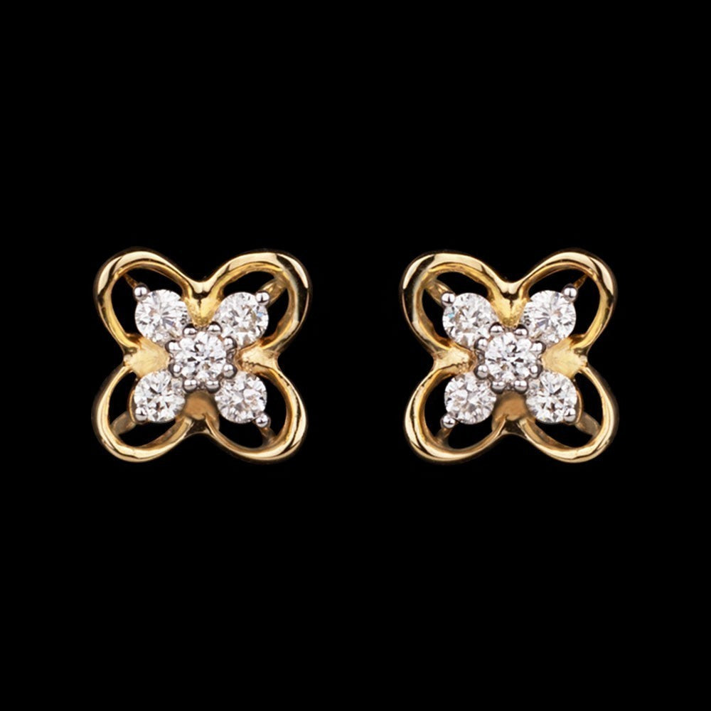 14K Yellow Gold Diamond Earrings - 0.11ct SI-IJ