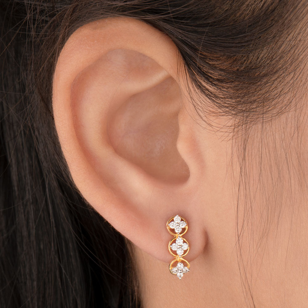 14K Yellow Gold Diamond Earrings - 0.37ct SI-IJ