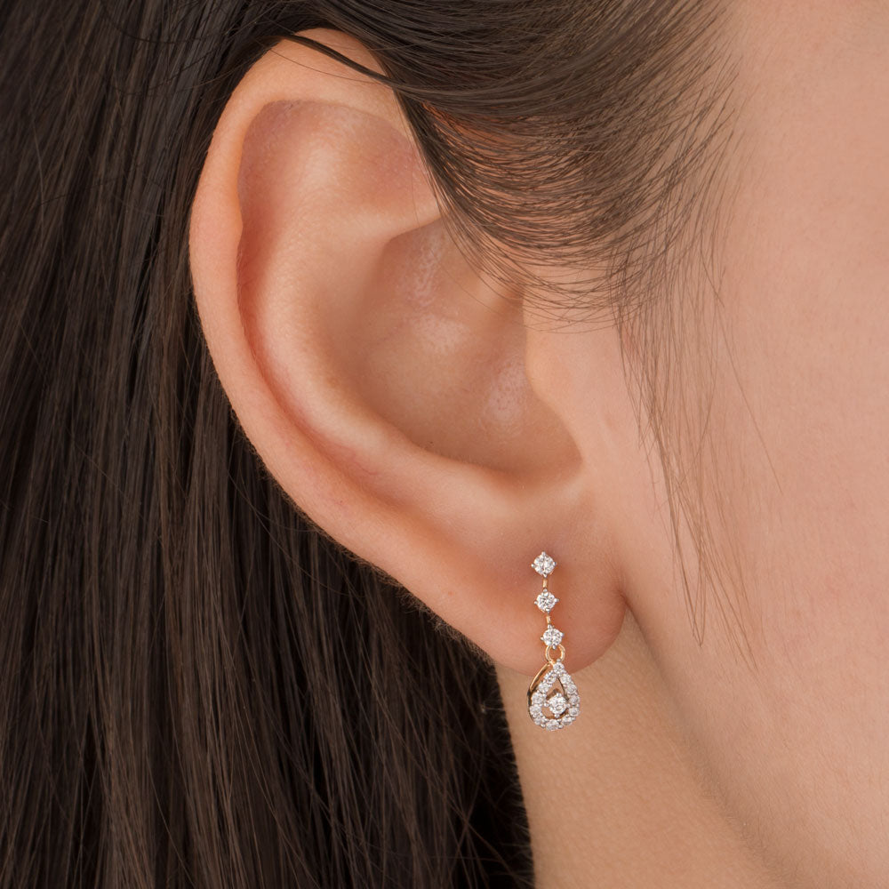 18K Yellow Gold Diamond Earrings - 0.263ct VS-SI-FG