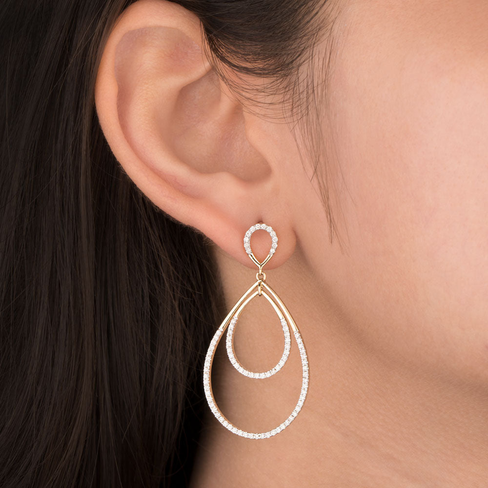 14K Yellow Gold Diamond Earrings - 0.95ct VS-IJK